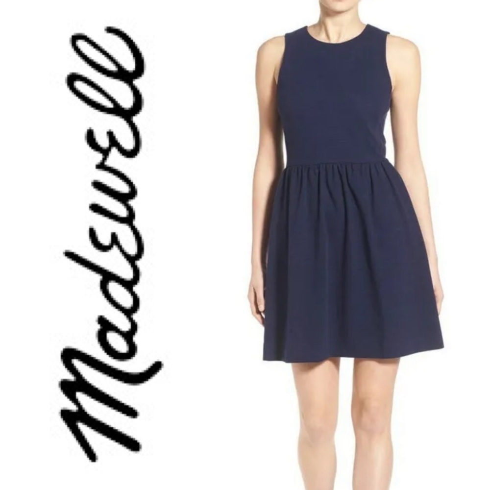 🍋 Madewell Afternoon Fit and Flare sleeveless Dress size S Navy Blue